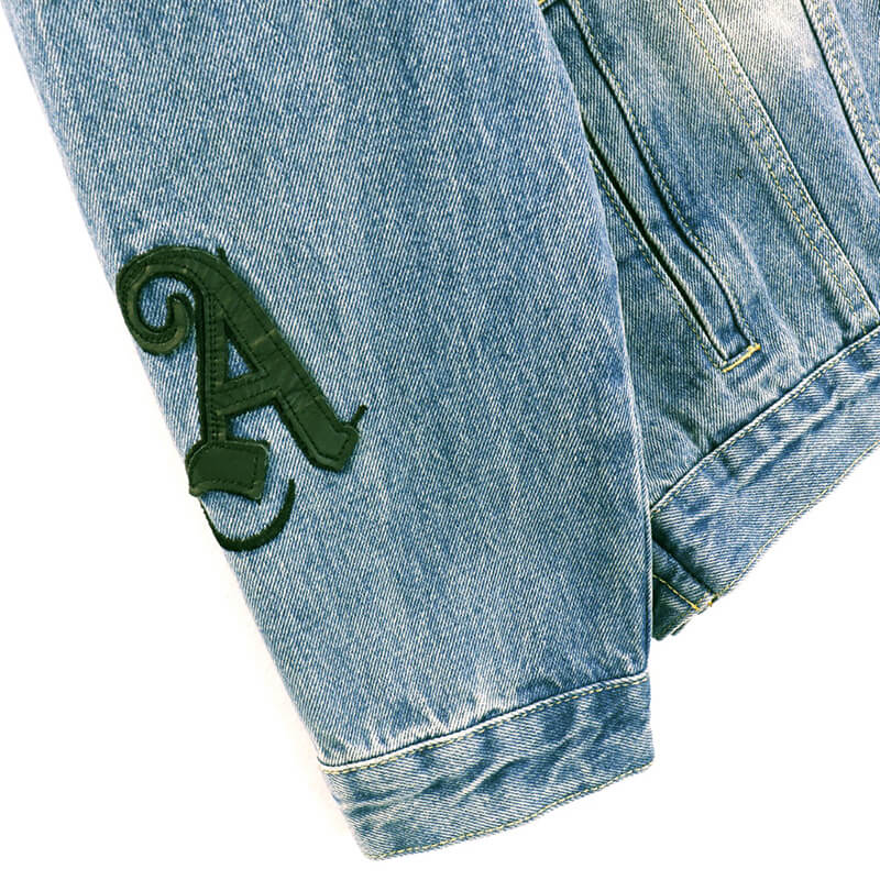 Palm Angels Men's Light Blue Logo Patches Denim Jacket