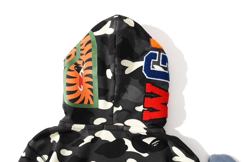 BAPE Glow Camo Shark Wide Full Zip Double Hoodies