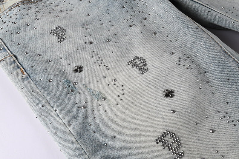 Purple Brand Crystal Diamond Jeans #9127