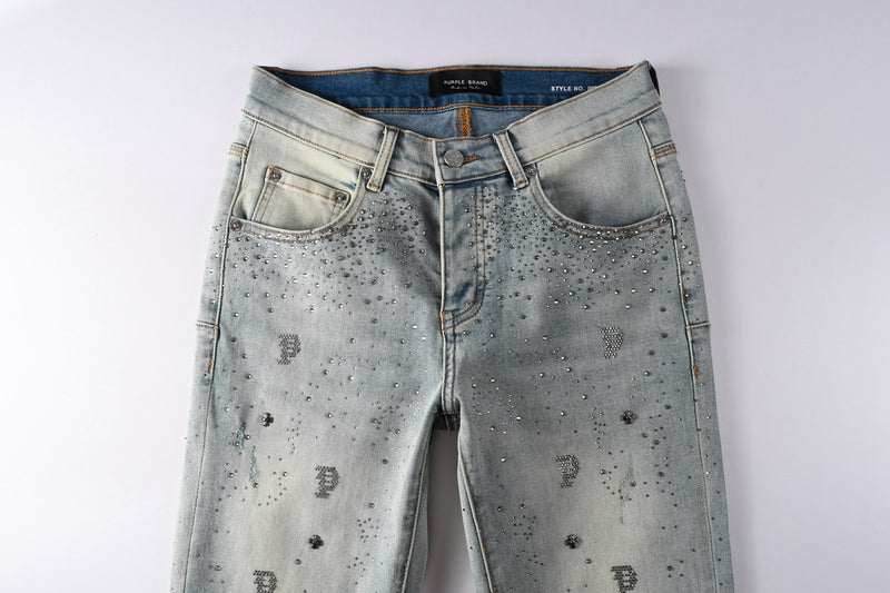 Purple Brand Crystal Diamond Jeans #9127