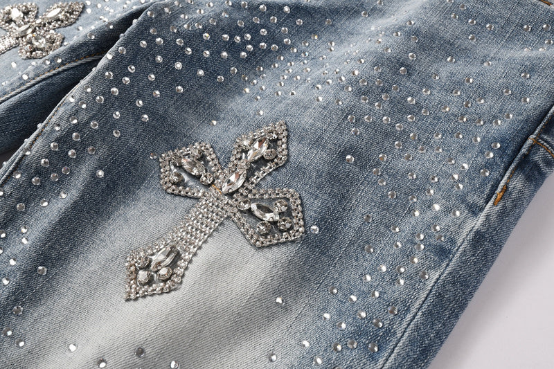 Purple Brand Crystal Diamond Jeans #9132