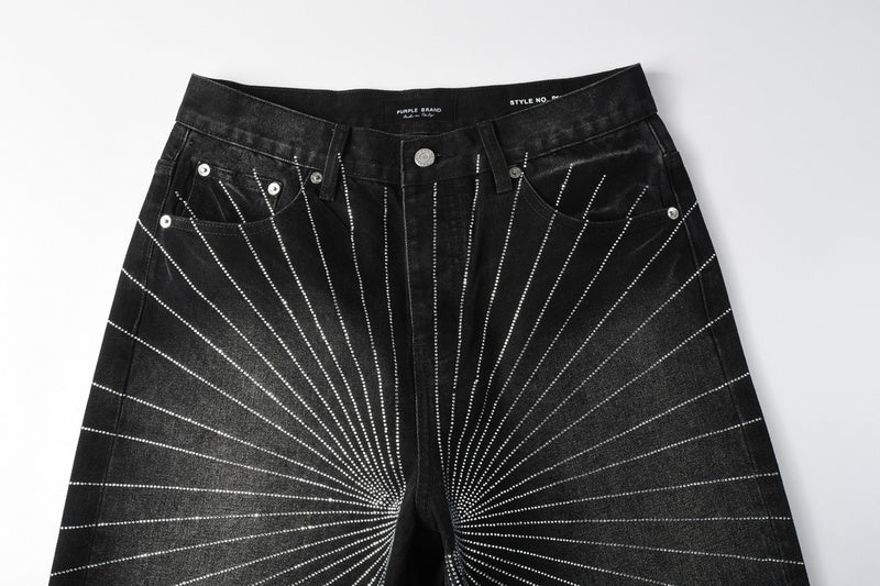 Purple Brand Crystal Diamond Denim Shorts #5104