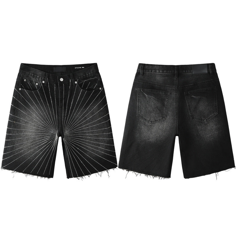 Purple Brand Crystal Diamond Denim Shorts #5104