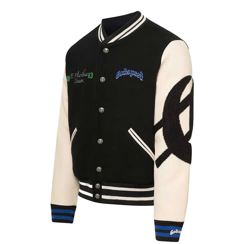 Godspeed Mens F.T.D Wool Varsity Jacket Black/blue