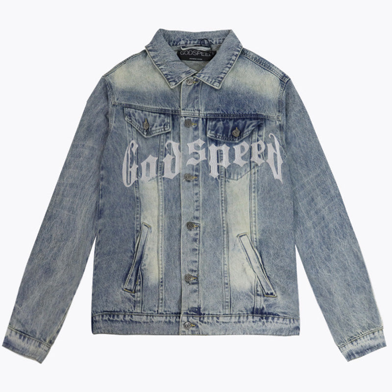 Godspeed  Embroidered Letter Denim Jacket