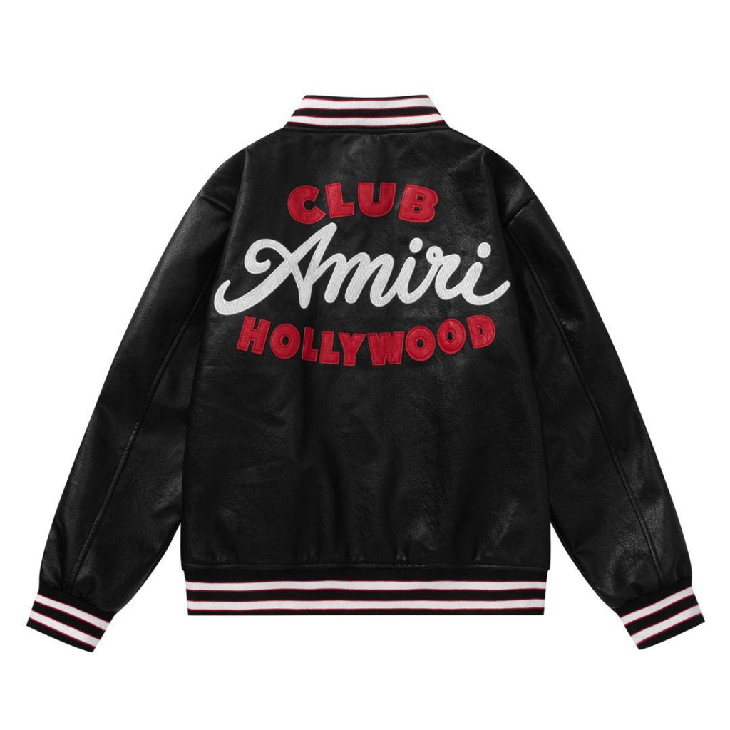 AMlRl Club Leather Varsity Jacket