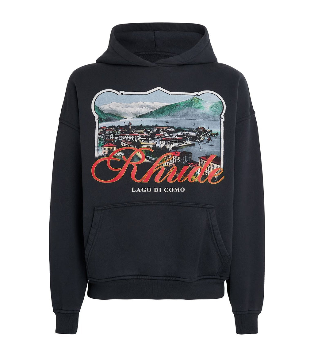 Rhude Black x Harrods Cotton Lago Di Como Hoodie