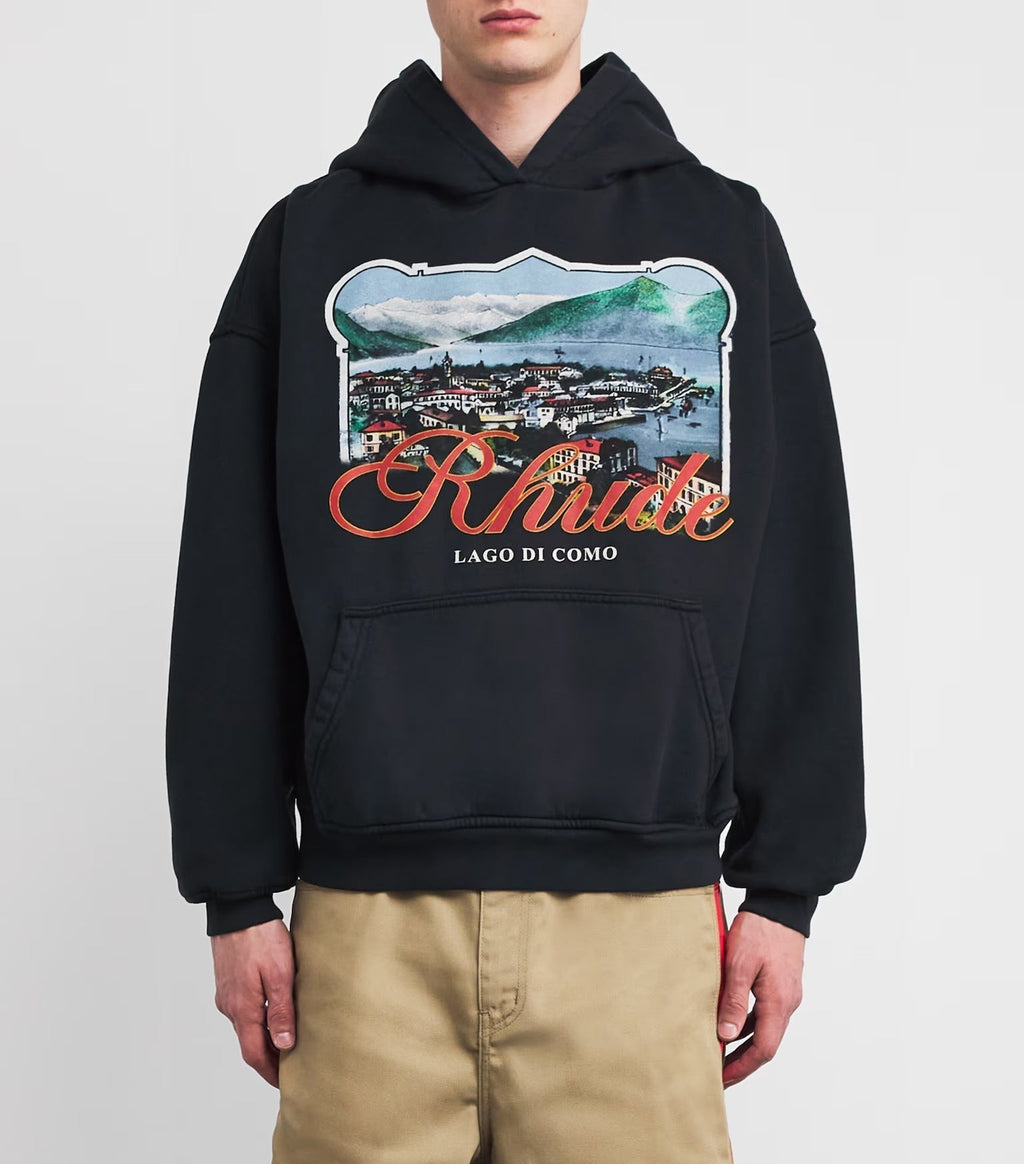 Rhude Black x Harrods Cotton Lago Di Como Hoodie