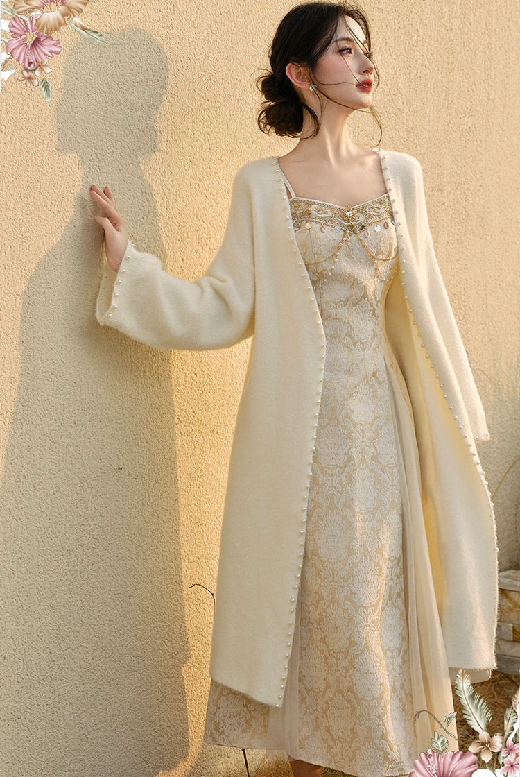 Adriata Pearl Chain Baroque Royalcore Dress