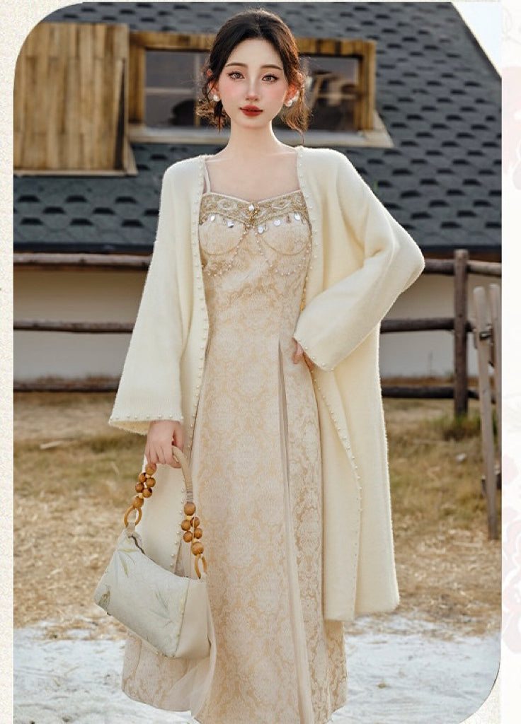 Adriata Pearl Chain Baroque Royalcore Dress