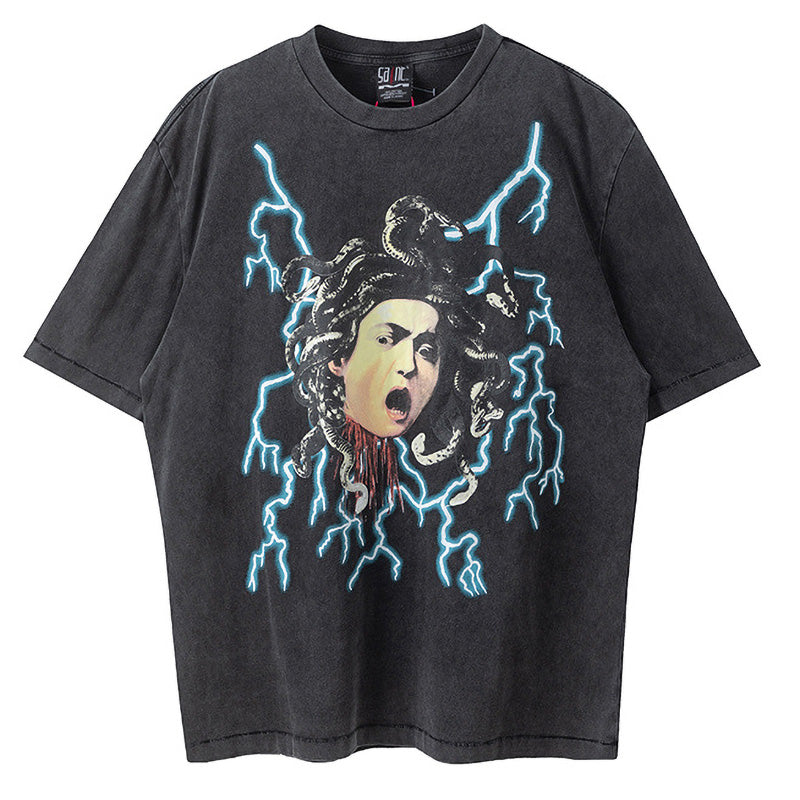 SAINT MICHAEL  + TEFLON DISCO Distressed Printed Cotton-Jersey T-Shirt