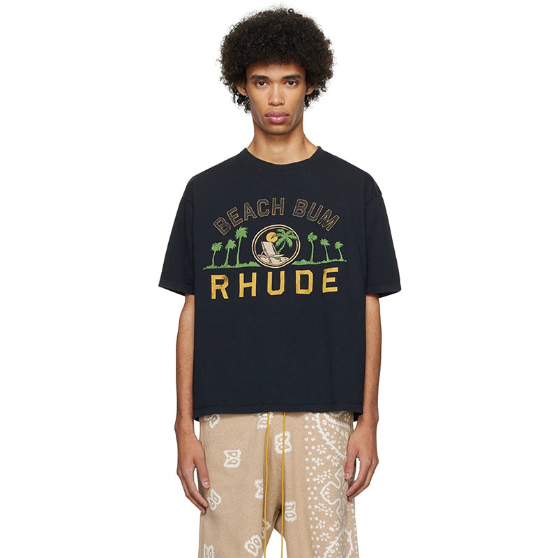 RHUDE Men's Black 'beach Bum' T-Shirt