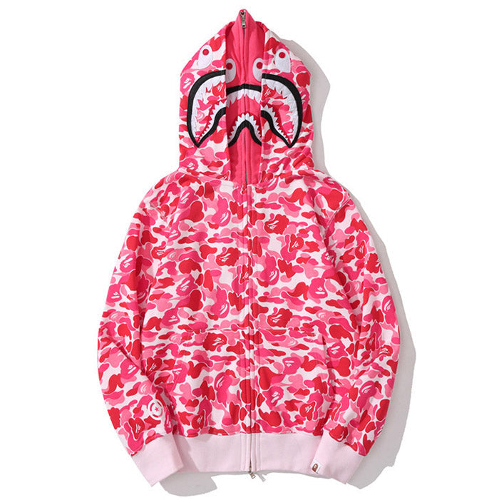 BAPE Double-hat Big ABC Camo Shark Hoodie