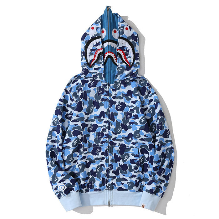 BAPE Double-hat Big ABC Camo Shark Hoodie