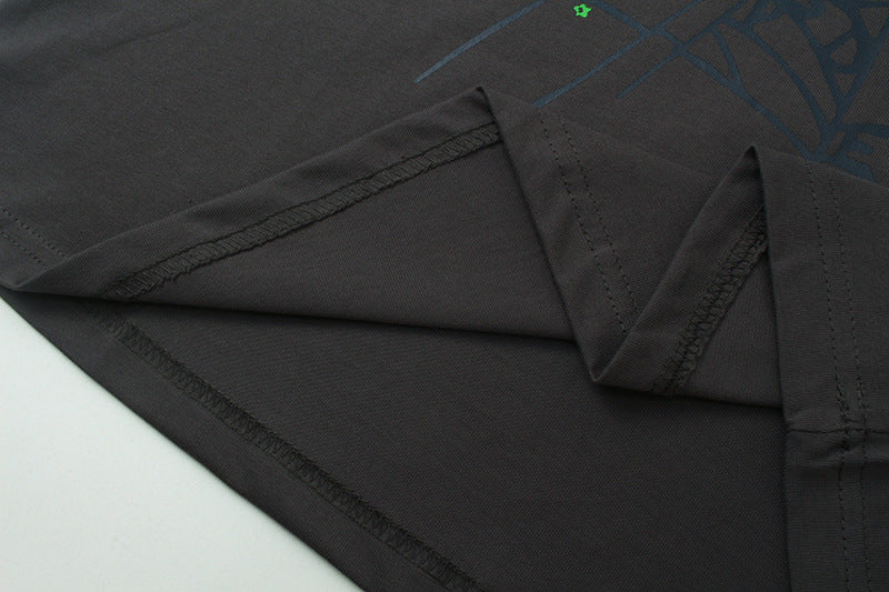 Sp5der Green Foam Printing High Weight T-Shirt Grey