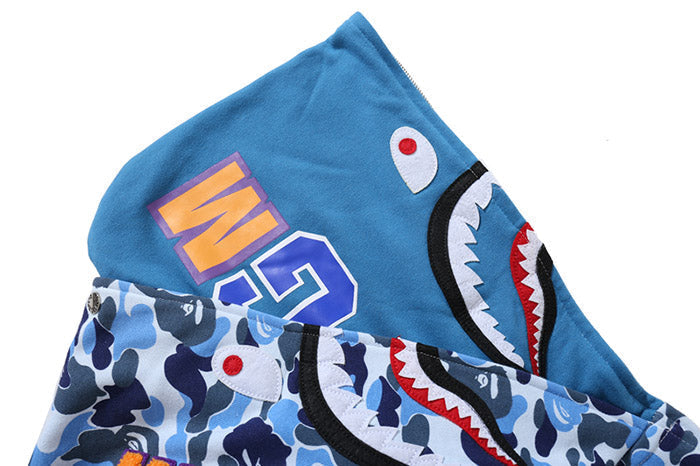 BAPE Double-hat Big ABC Camo Shark Hoodie