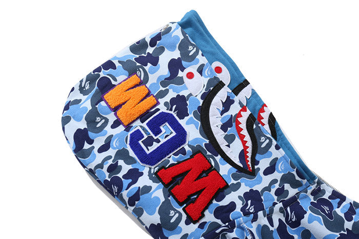 BAPE Double-hat Big ABC Camo Shark Hoodie